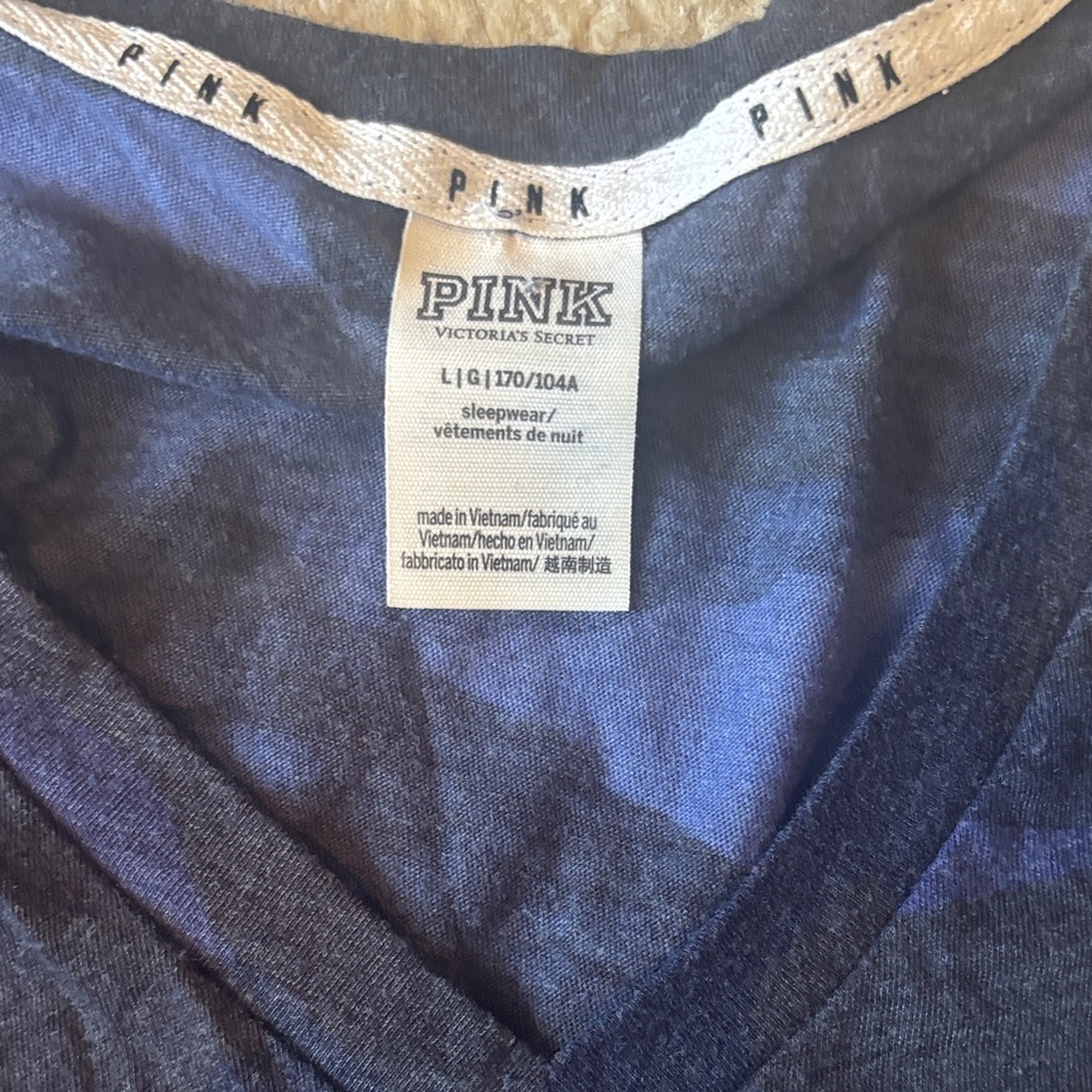 PINK Victoria's Secret Blue & Black Camo V-Neck Tee - Picture 2 of 3